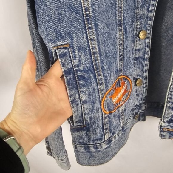 Members Only X Nickelodeon Denim Jacket Sz M Rugrats SpongeBob Grunge Y2K Casual - Picture 7 of 14